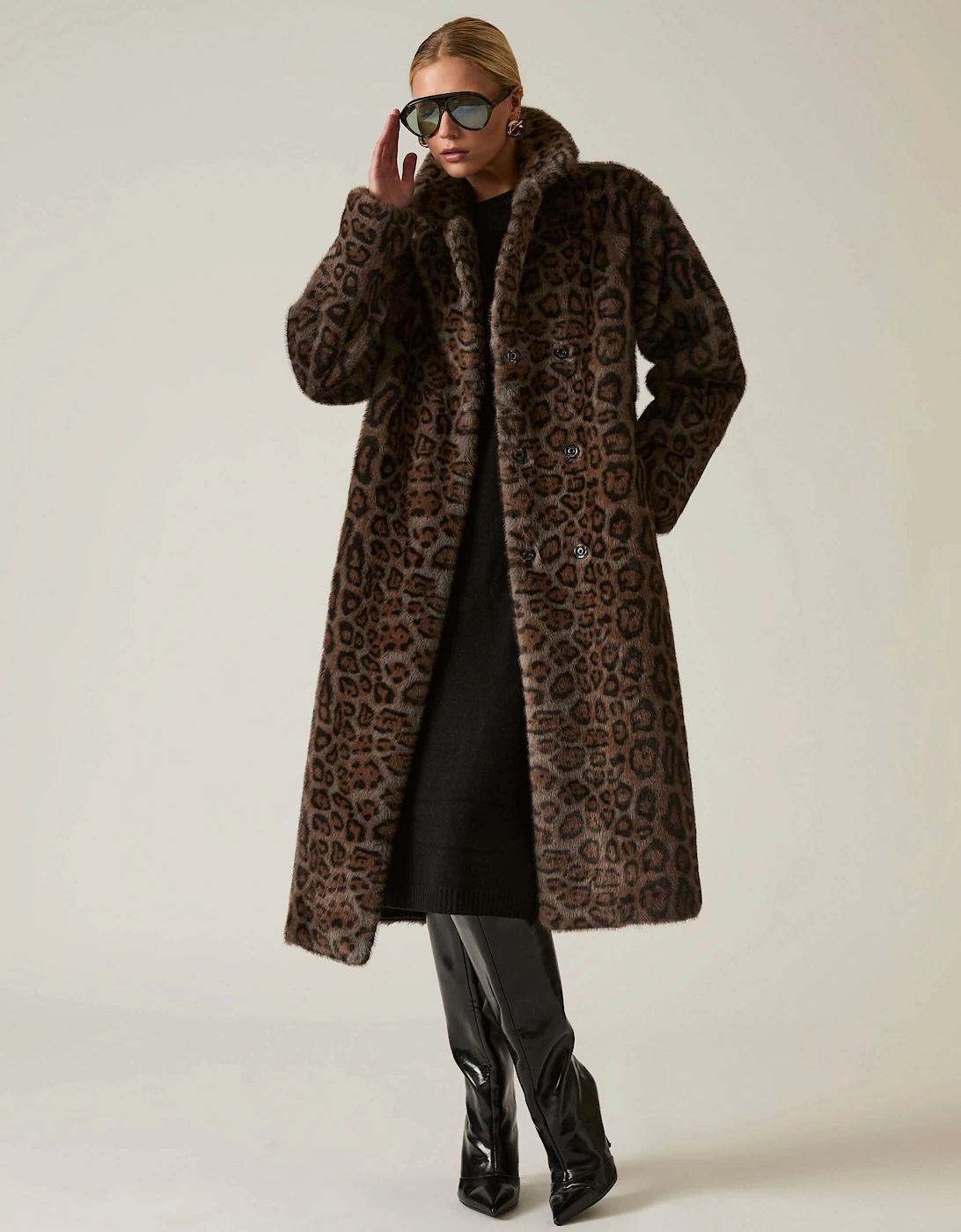 James Lakeland Women's Reversible Leopard Faux Fur Coat - Brown - Size: 8
