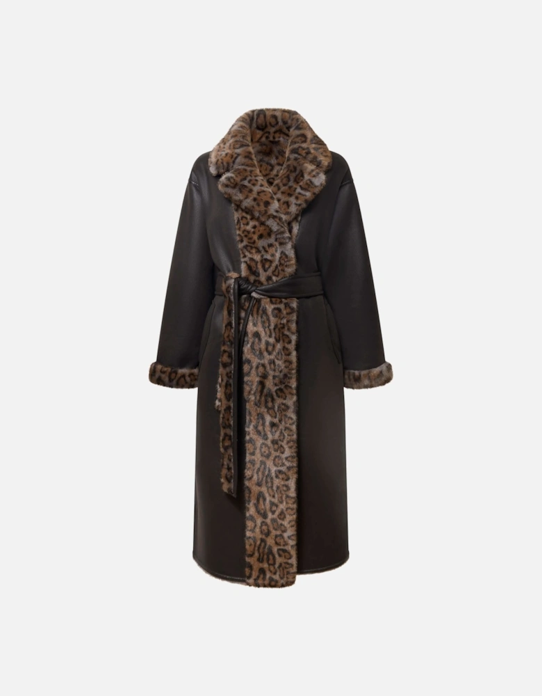 Reversible Leopard Faux Fur Coat