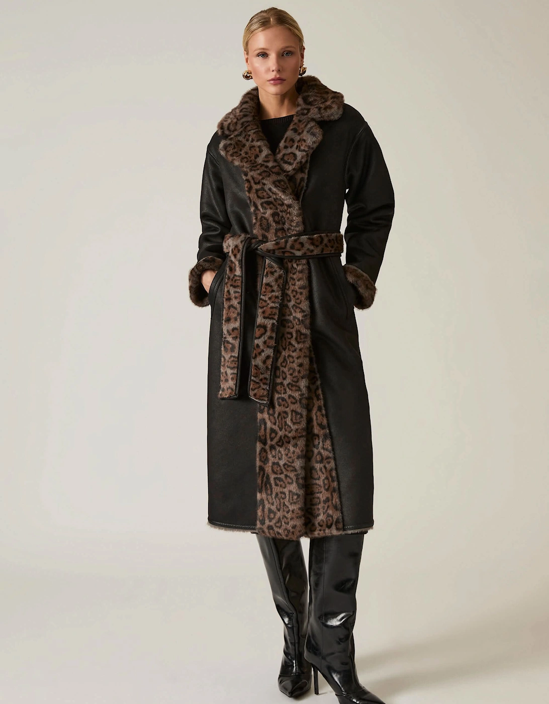 Reversible Leopard Faux Fur Coat