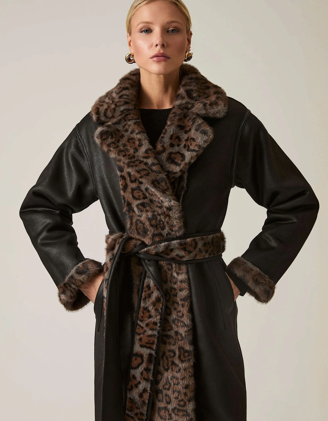 Reversible Leopard Faux Fur Coat