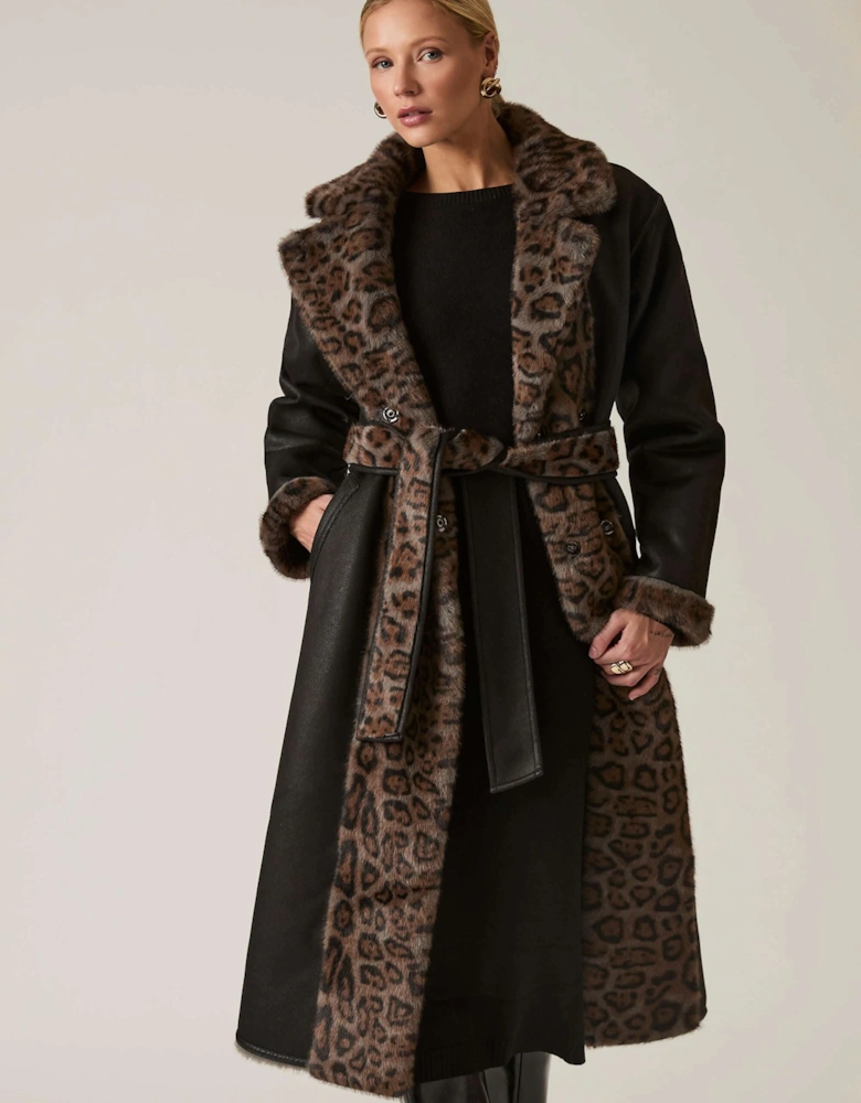 Reversible Leopard Faux Fur Coat