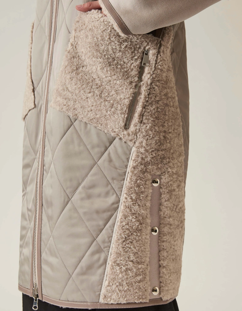 Grey Reversible Faux Fur Hooded Coat