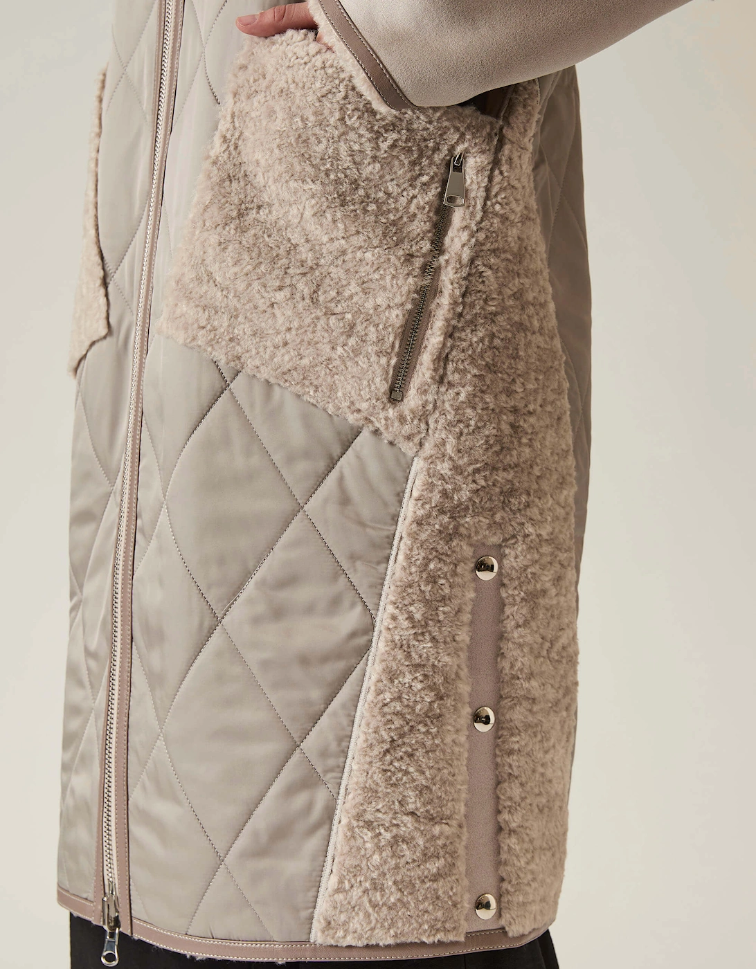 Grey Reversible Faux Fur Hooded Coat