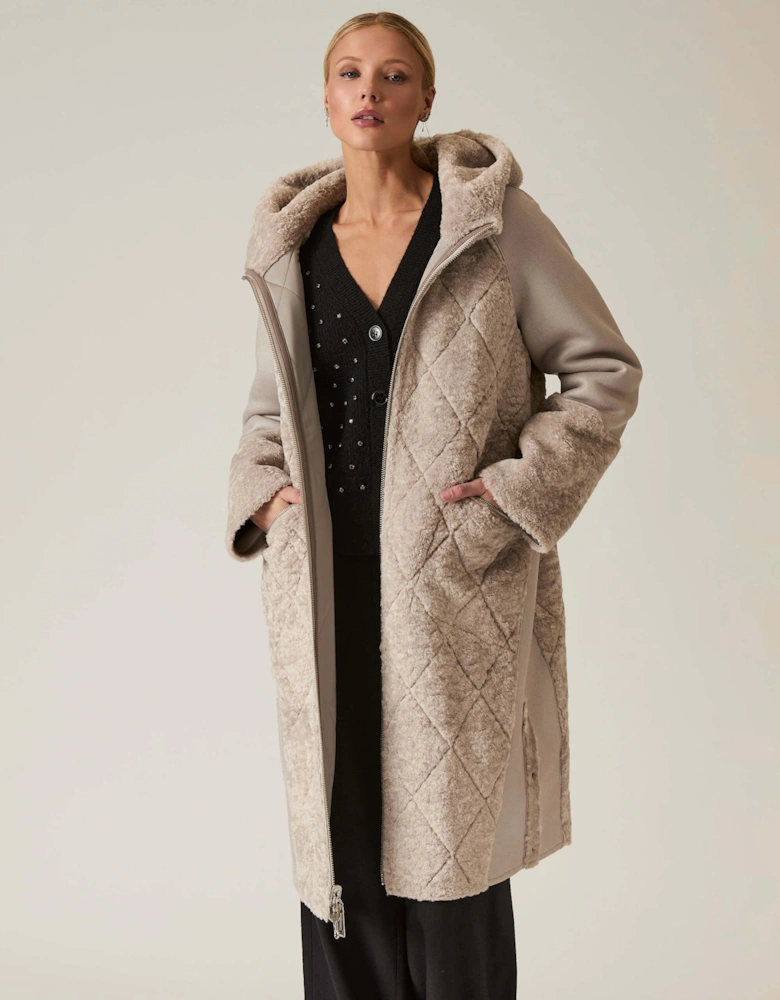 Grey Reversible Faux Fur Hooded Coat