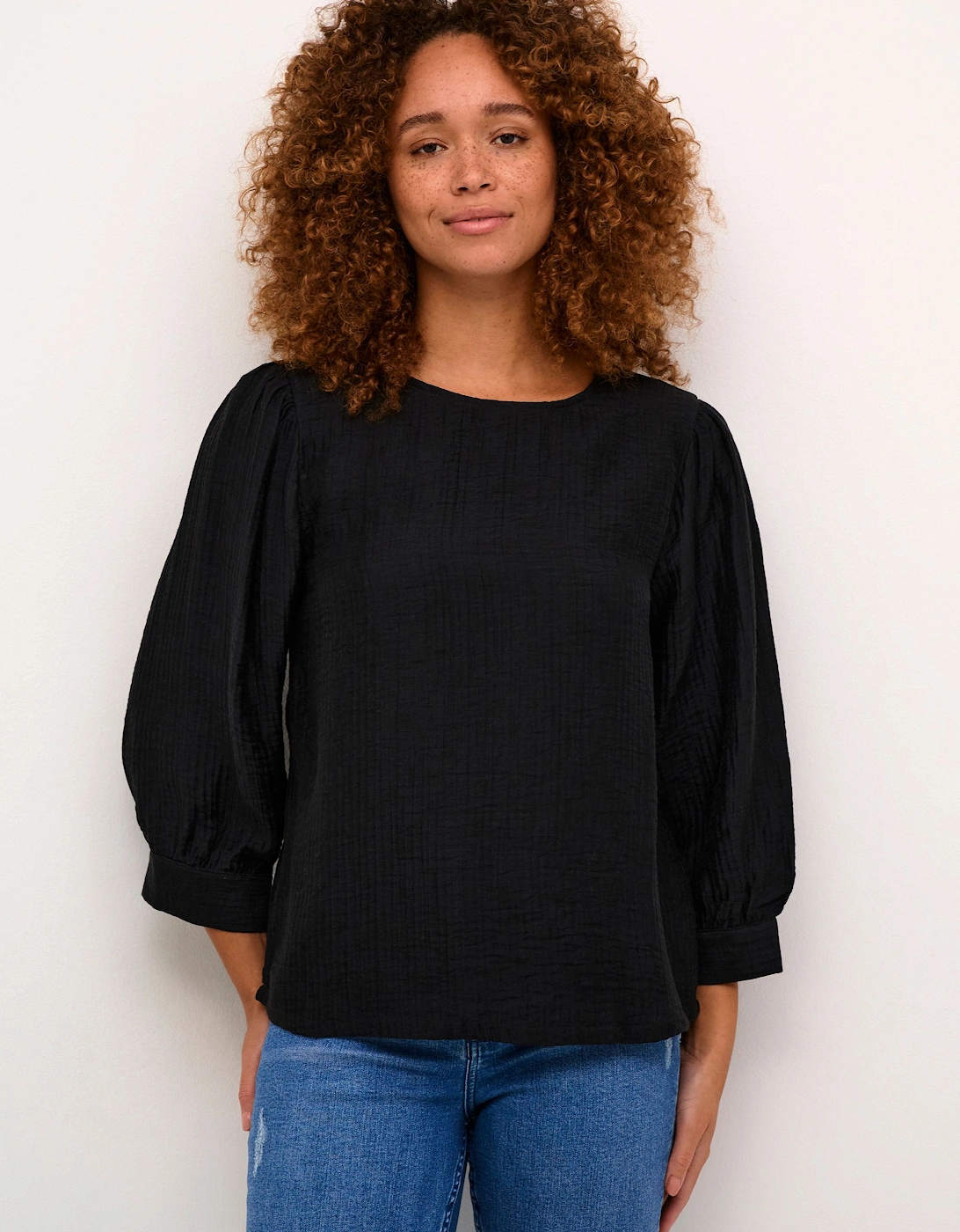 KAjerome 3/4 Sleeve Round Neck Blouse Plain, 2 of 1