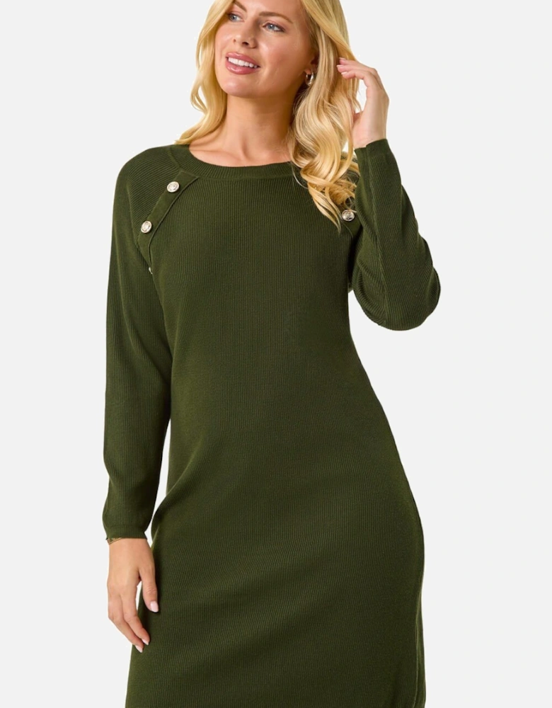 Petite Button Detail Knit Dress
