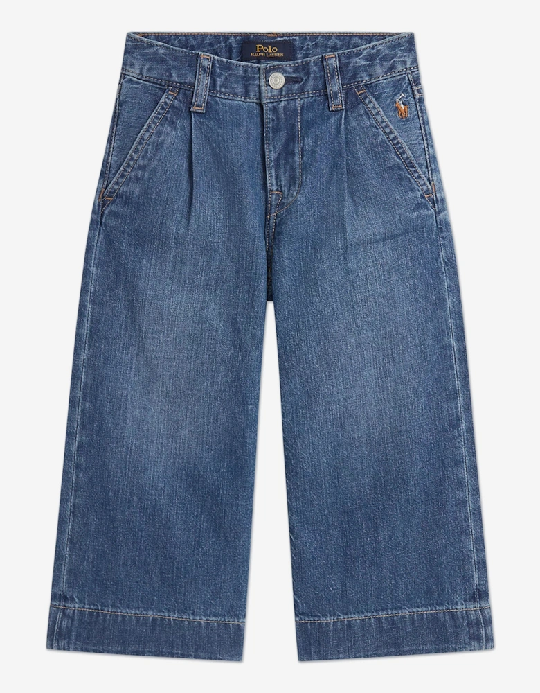 Girls Denim Wide Leg Jeans in Blue