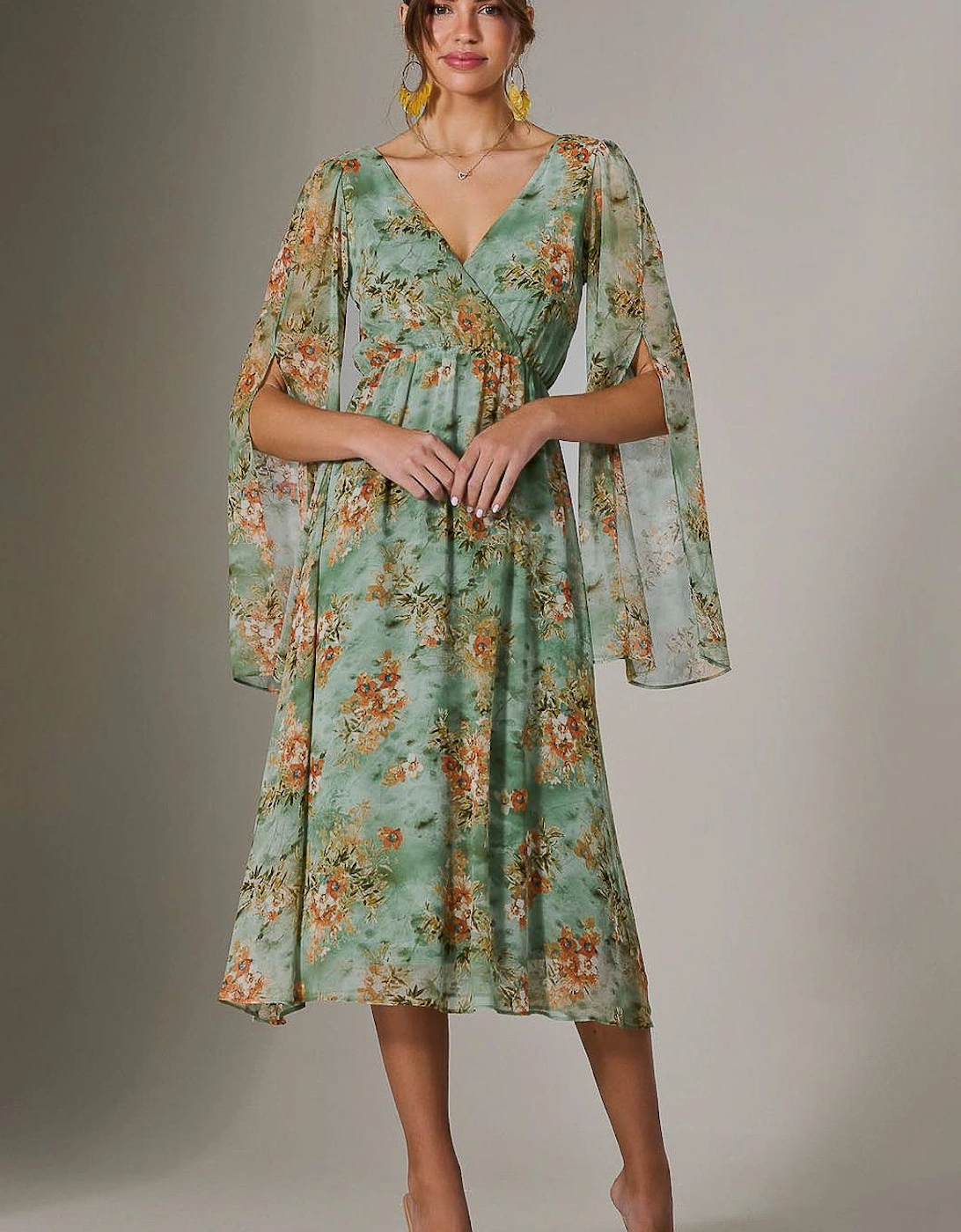 Chiffon Split Sleeve Midaxi Dress, 2 of 1