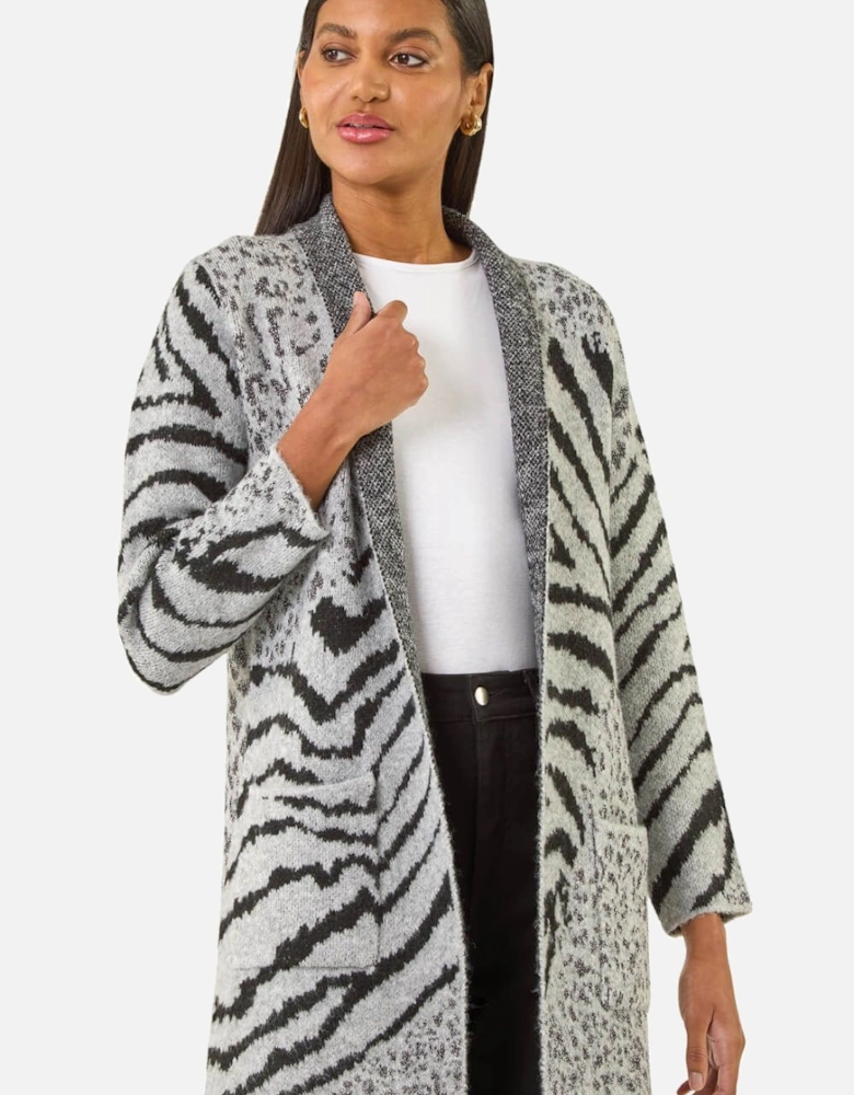 Multi Animal Print Soft Knit Cardigan