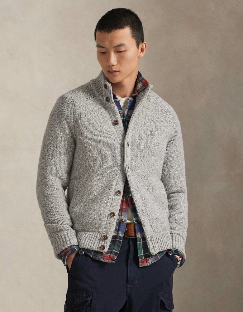 Wool Blend Cardigan 002 Grey Marl