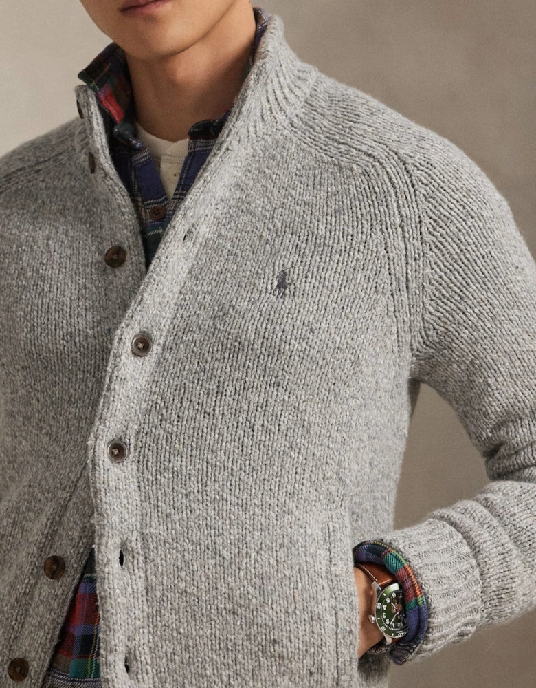 Wool Blend Cardigan 002 Grey Marl