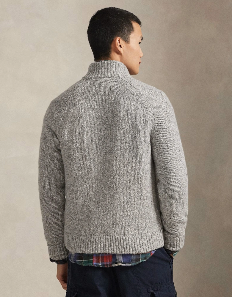 Wool Blend Cardigan 002 Grey Marl