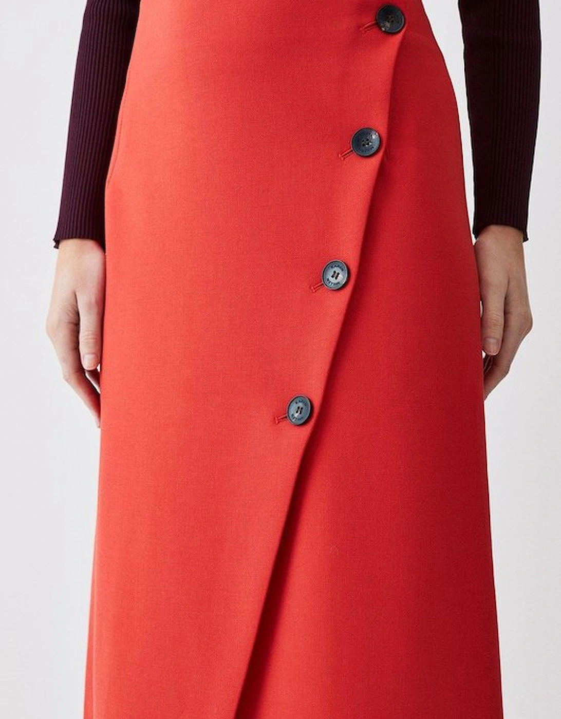 Compact Stretch Low Waist Wrap Midaxi Skirt