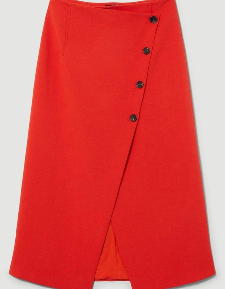 Compact Stretch Low Waist Wrap Midaxi Skirt