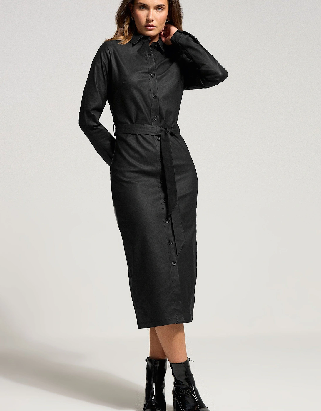 Tall Coated Midi Shirt Dress, 2 of 1