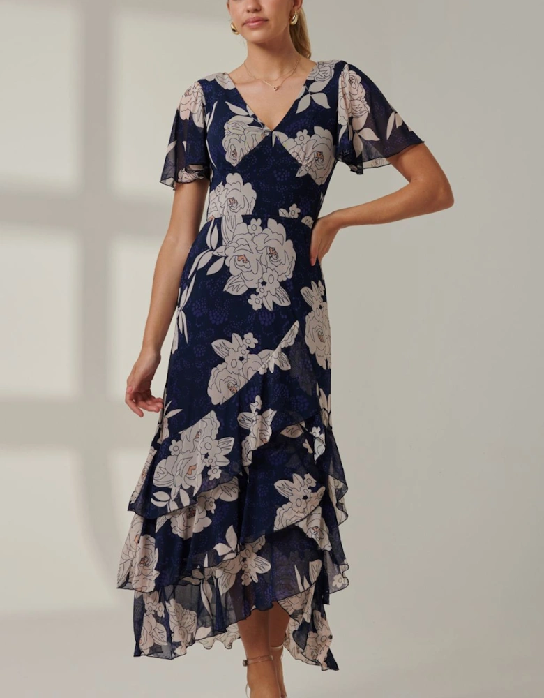 Floral Printed Tiered Maxi Dress