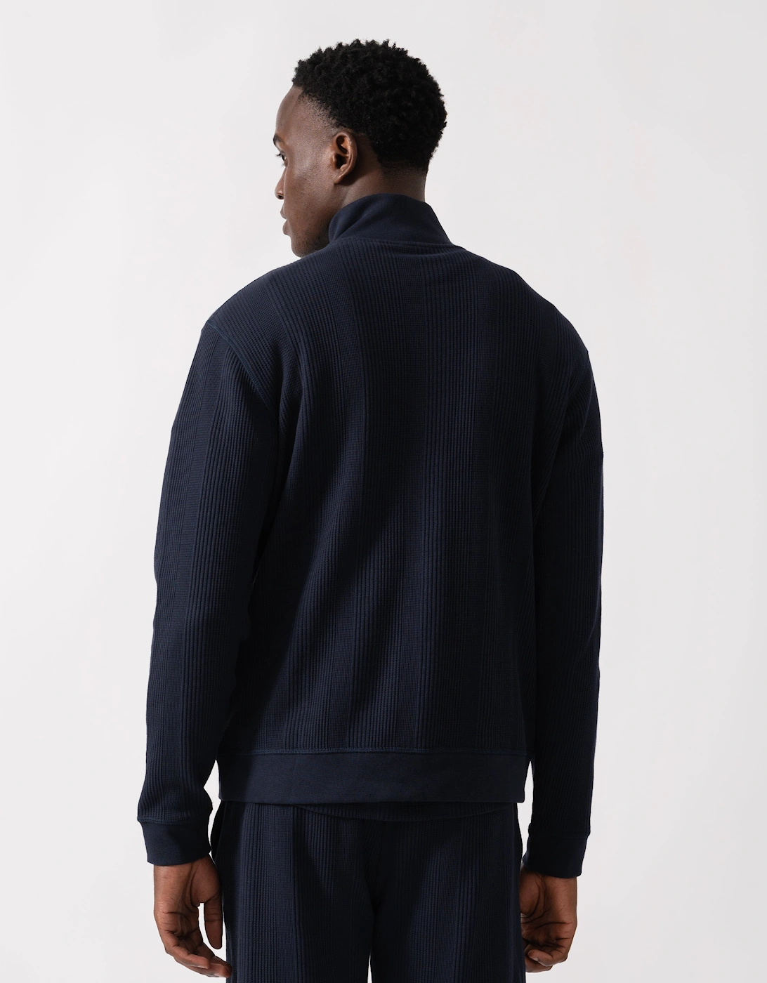 BOSS Orange Structure Mens 1/4 Zip Loungewear Top - Dark Blue 403