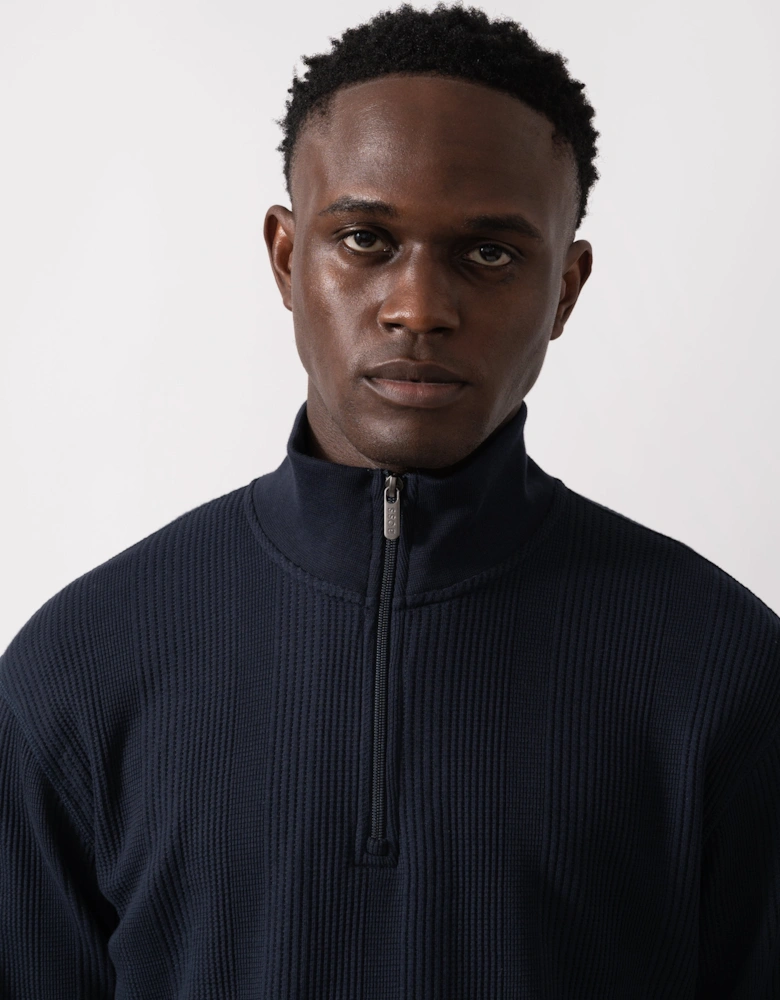 BOSS Orange Structure Mens 1/4 Zip Loungewear Top - Dark Blue 403
