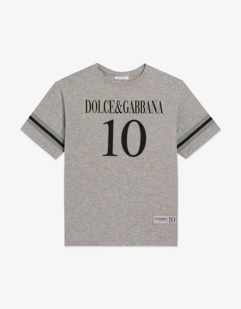 Boys Logo Print T-Shirt in Grey