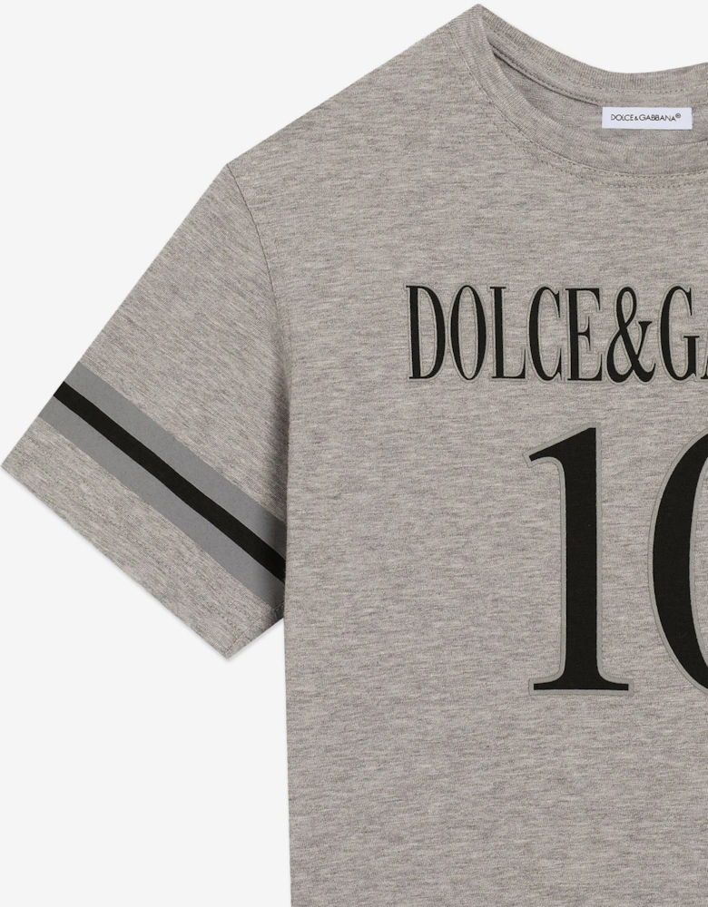 Boys Logo Print T-Shirt in Grey