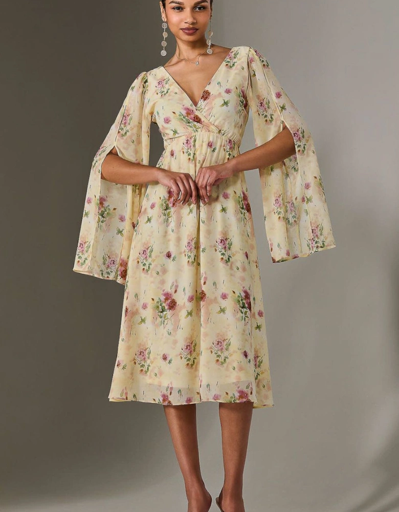 Chiffon Split Sleeve Midaxi Dress