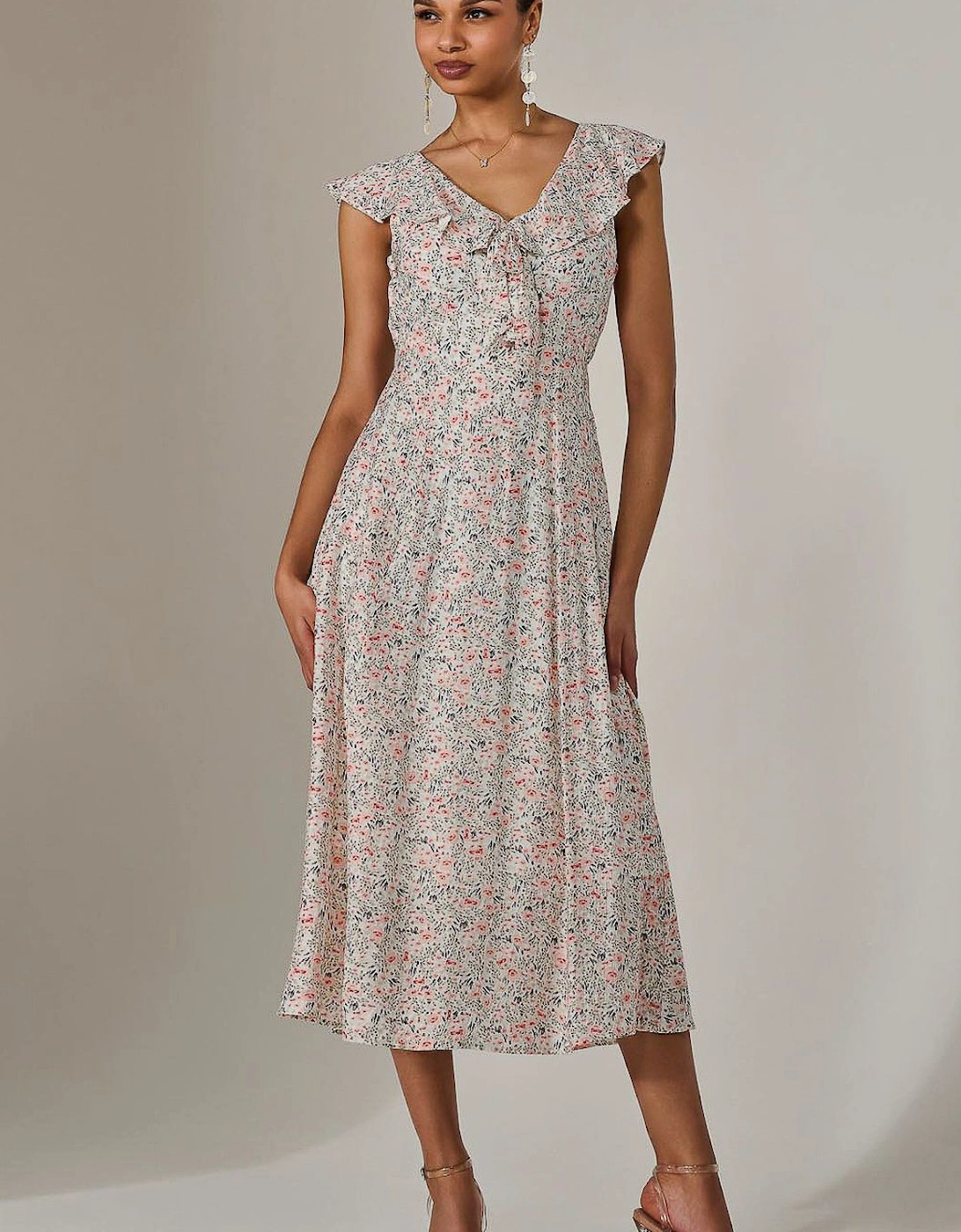 Frill V Neck Midaxi Dress, 2 of 1