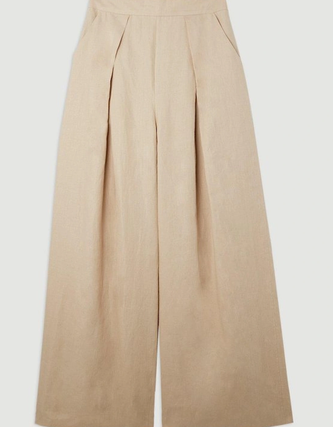 Premium Linen Tailored Pleated Wide Leg Trousers