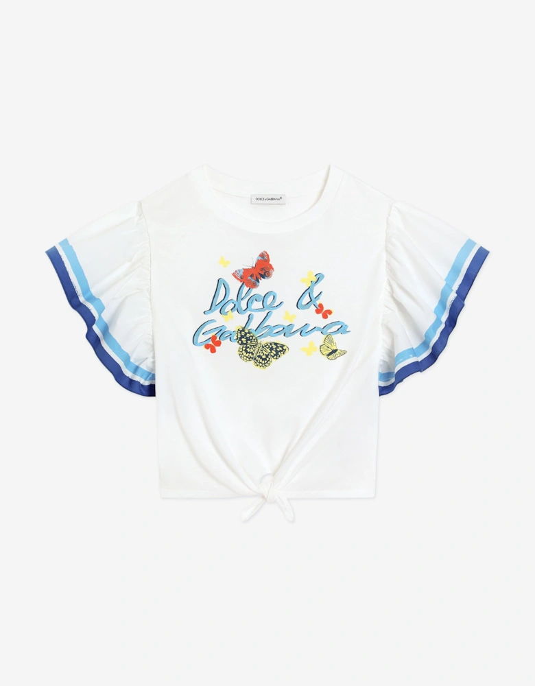 Girls Butterfly Logo Top in White