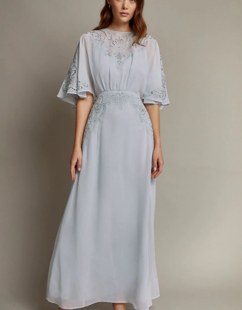 Tatiana Angel Sleeve Embellished Maxi Dress Blue