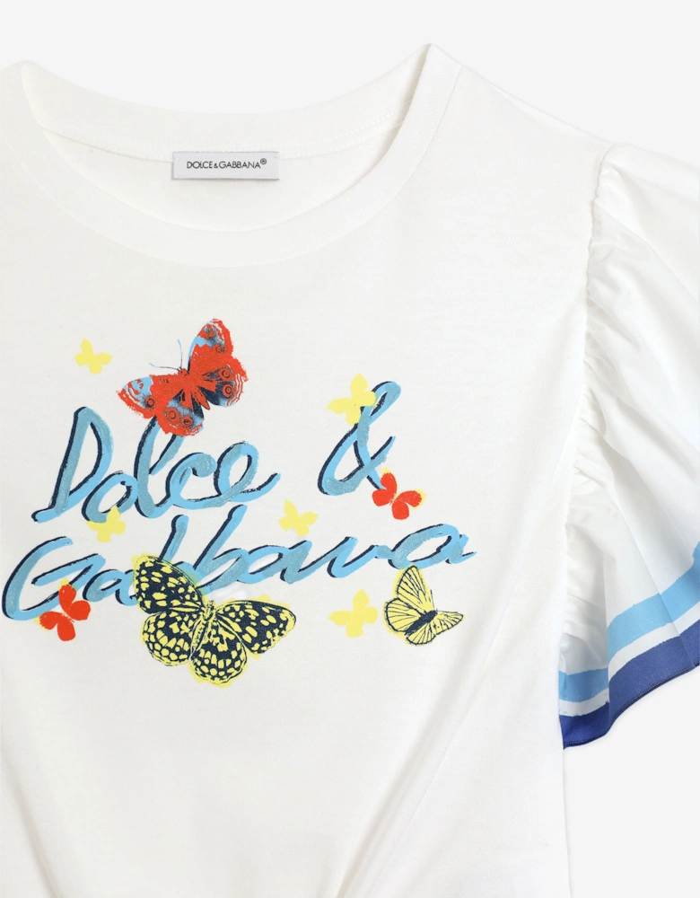 Girls Butterfly Logo Top in White