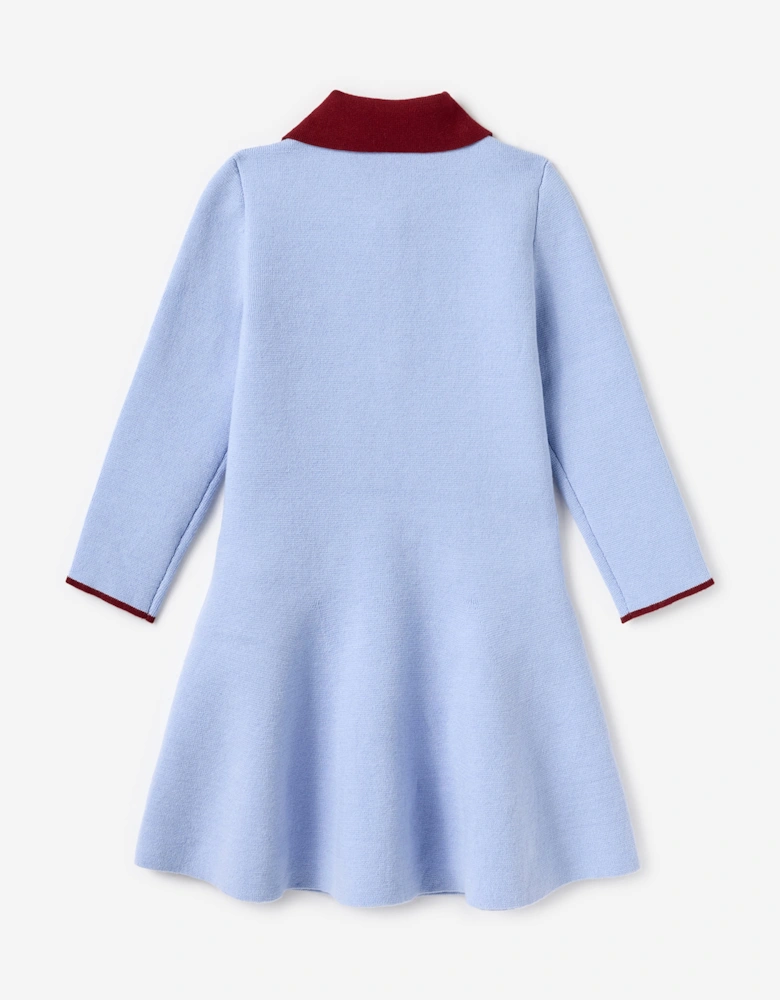 Girls Ribbed Knit Dress in Blue
