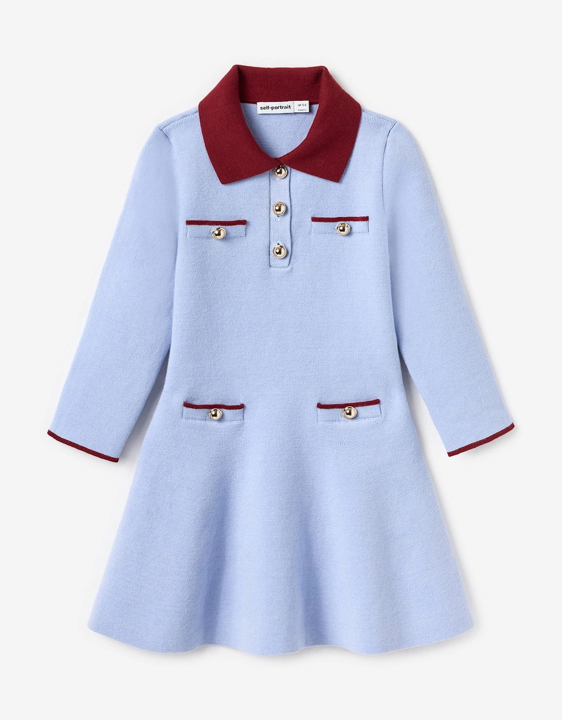 Girls Ribbed Knit Dress in Blue, 5 of 4