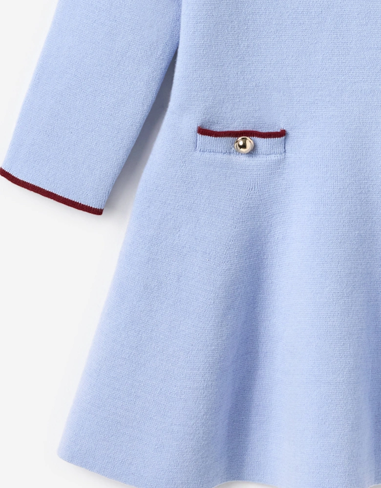 Girls Ribbed Knit Dress in Blue