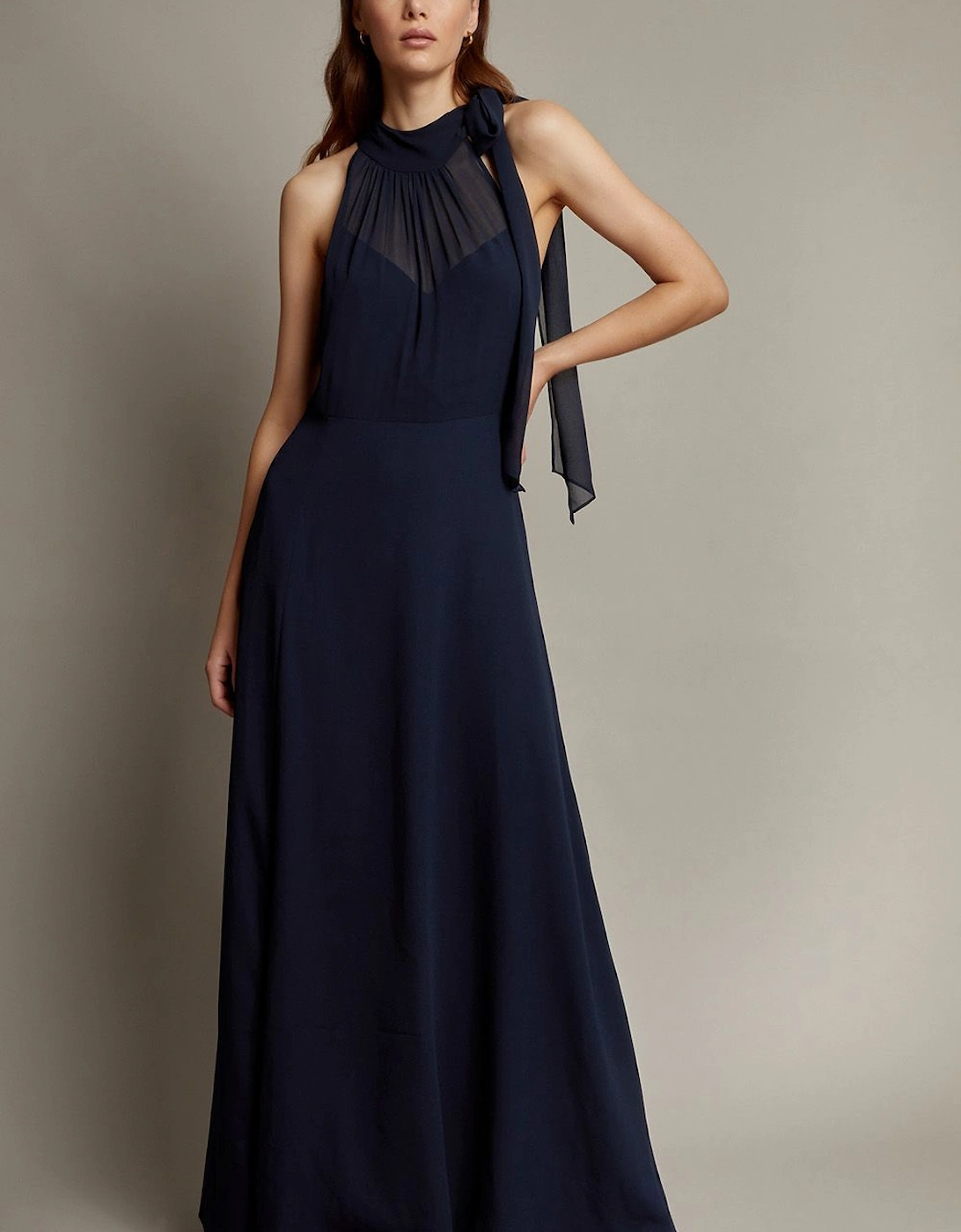 Monika Halter Chiffon Maxi Dress Blue, 2 of 1