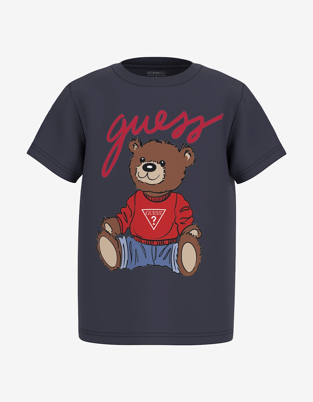 Guess Unisex Navy Teddy Bear T-Shirt In  Size 6 - 9 Mths Kids