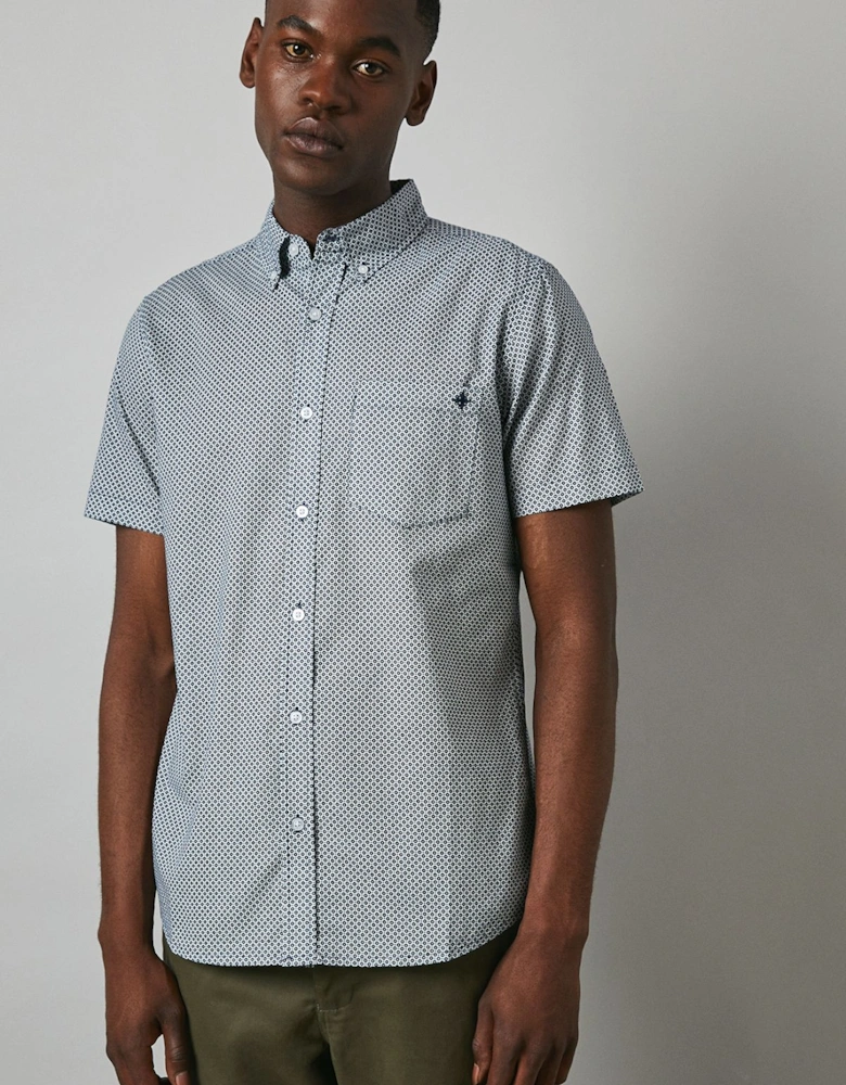 Navy Circle Print Short Sleeve Shirt