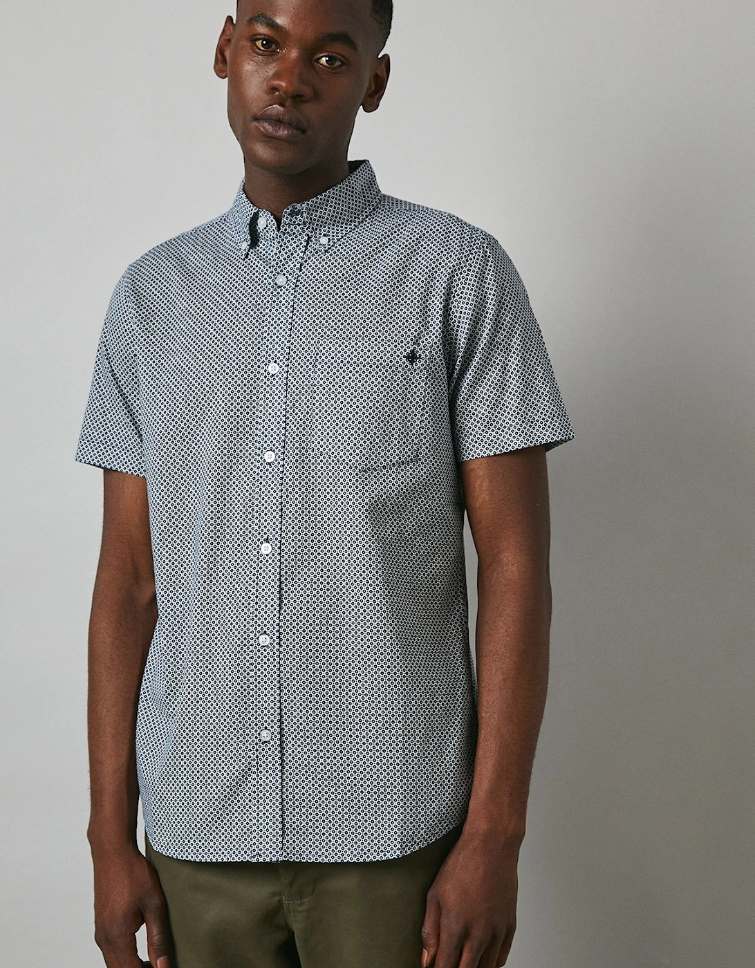 Navy Circle Print Short Sleeve Shirt, 2 of 1