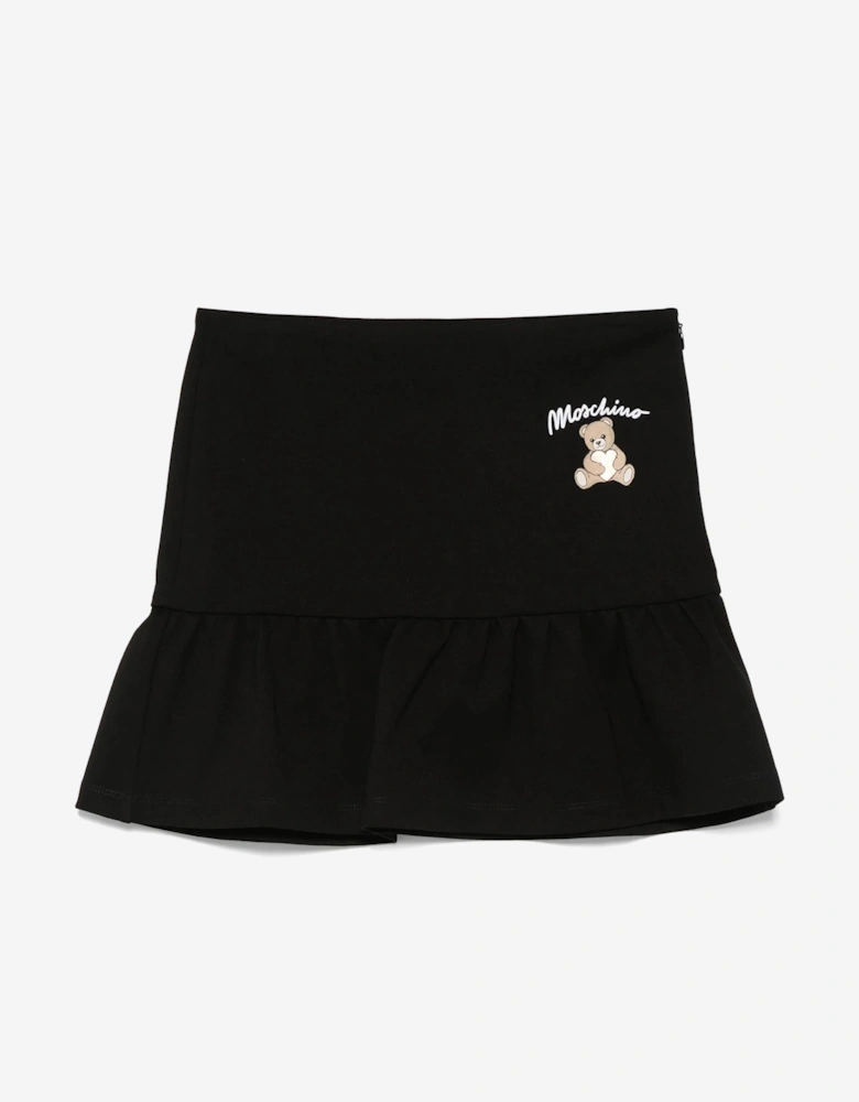 Girls Teddy Bear Logo Skirt in Black