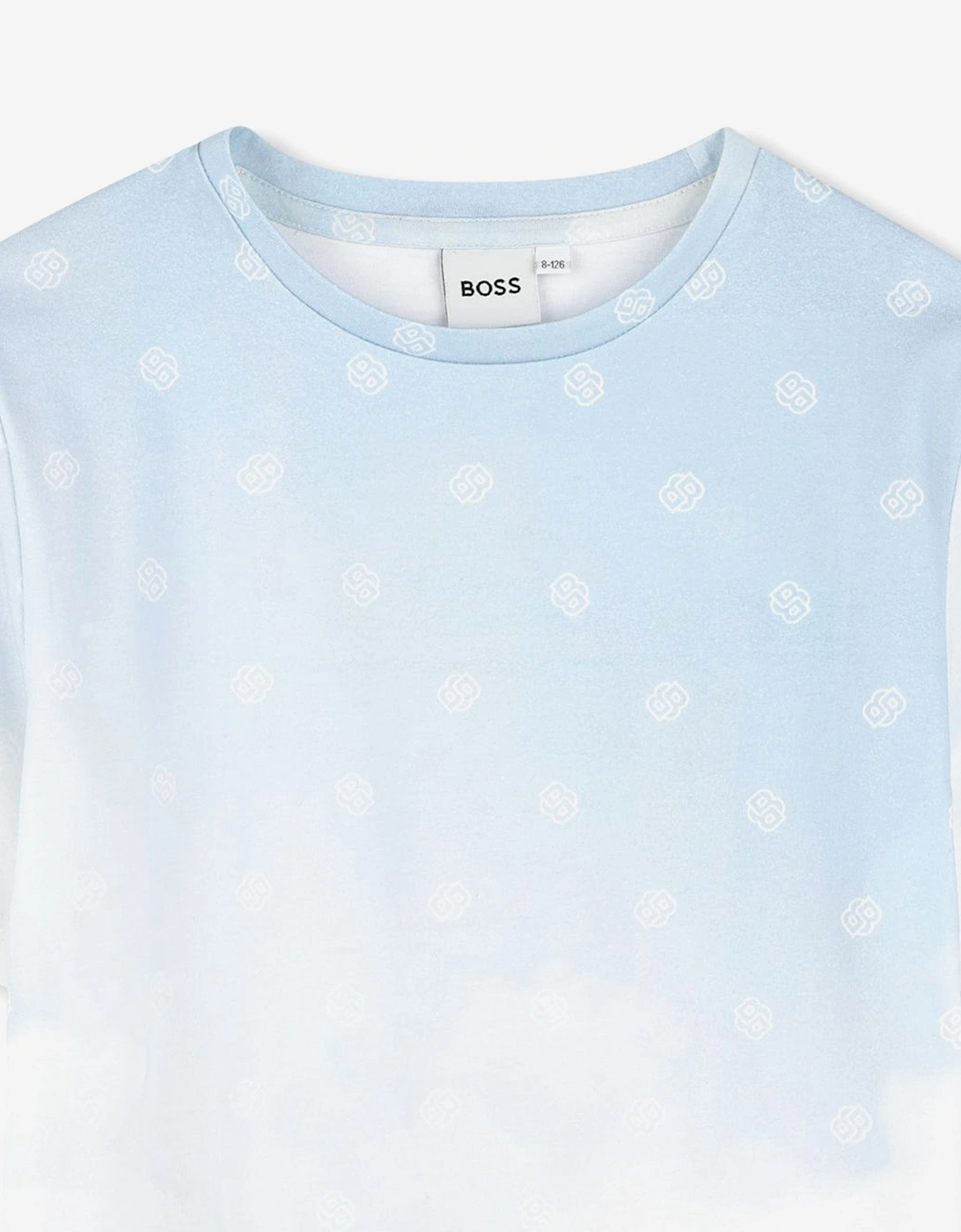BOSS Boys Double B Cloud Print T-Shirt in Blue