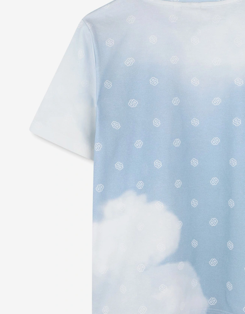 BOSS Boys Double B Cloud Print T-Shirt in Blue