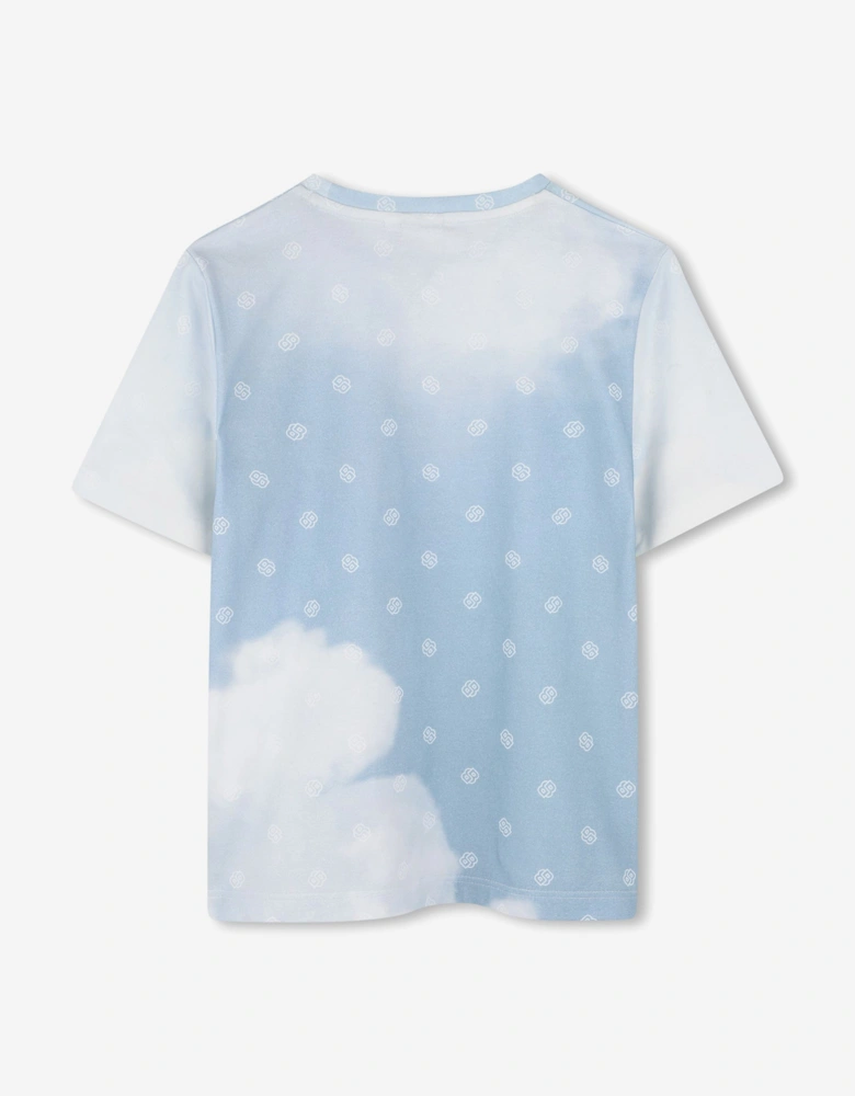 BOSS Boys Double B Cloud Print T-Shirt in Blue