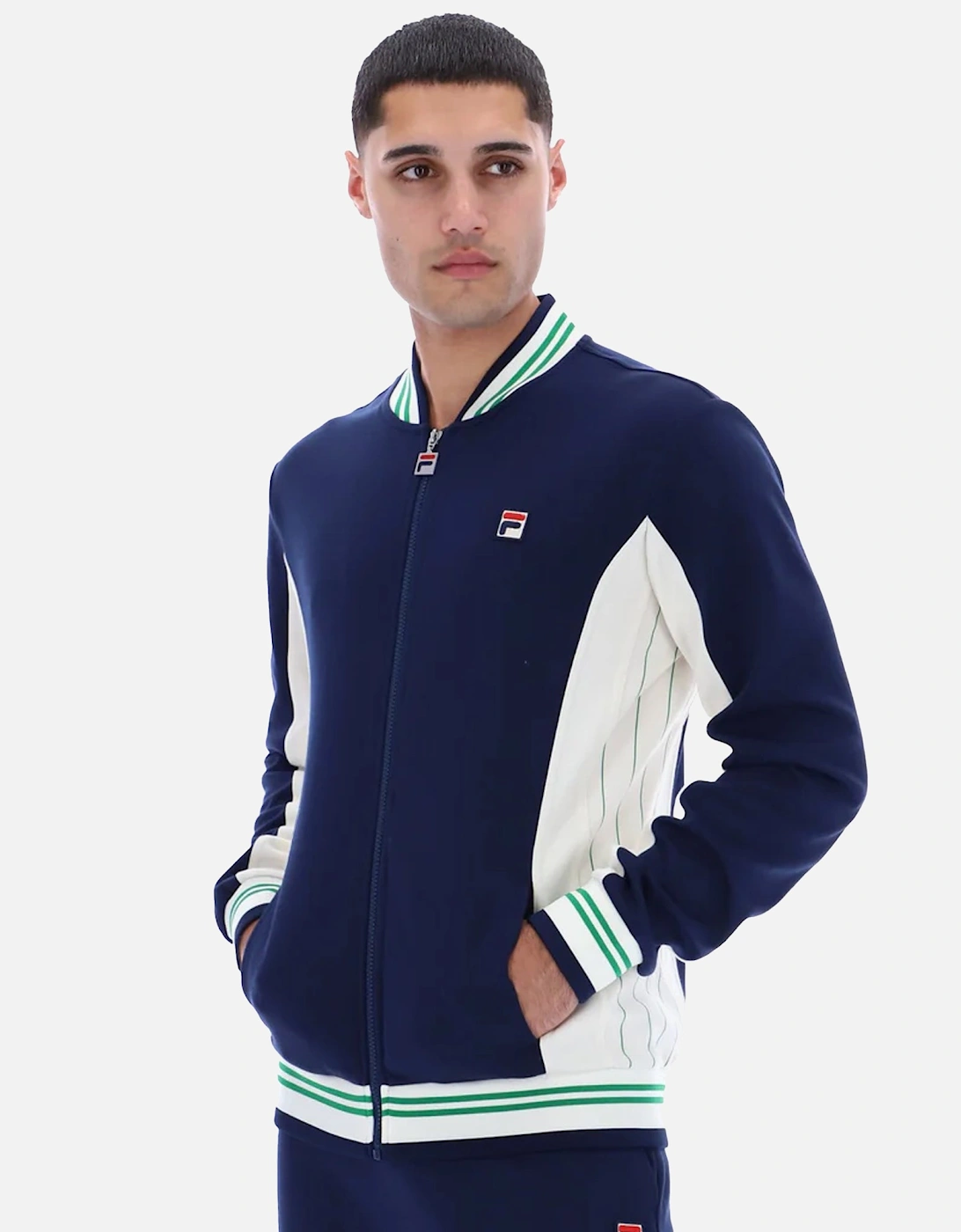 Settanta Baseball Track Top Jacket Navy/Gardenia/Green
