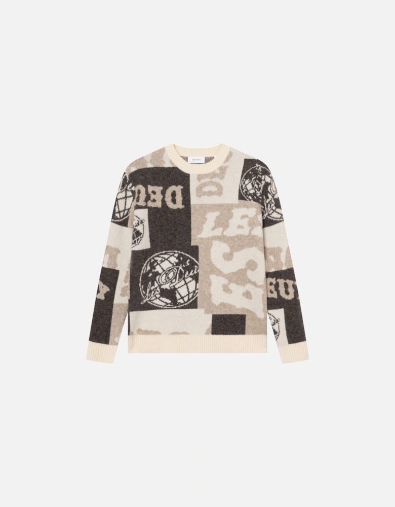 Globe Crewneck Knit - Dark Sand