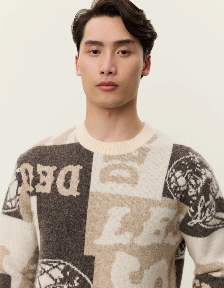 Globe Crewneck Knit - Dark Sand