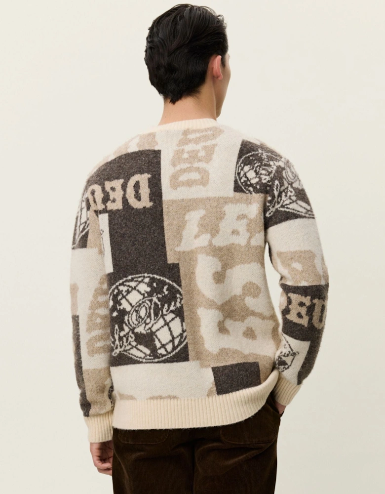 Globe Crewneck Knit - Dark Sand
