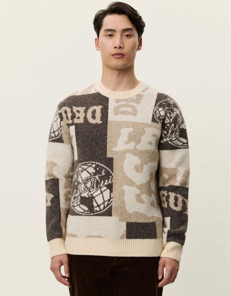 Globe Crewneck Knit - Dark Sand