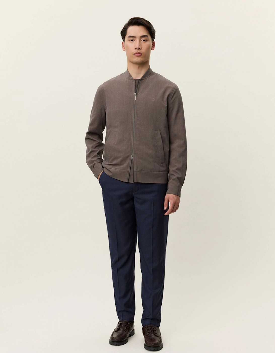 Como Reg Light Twill Bomber Jacket - Mountain Grey Brown