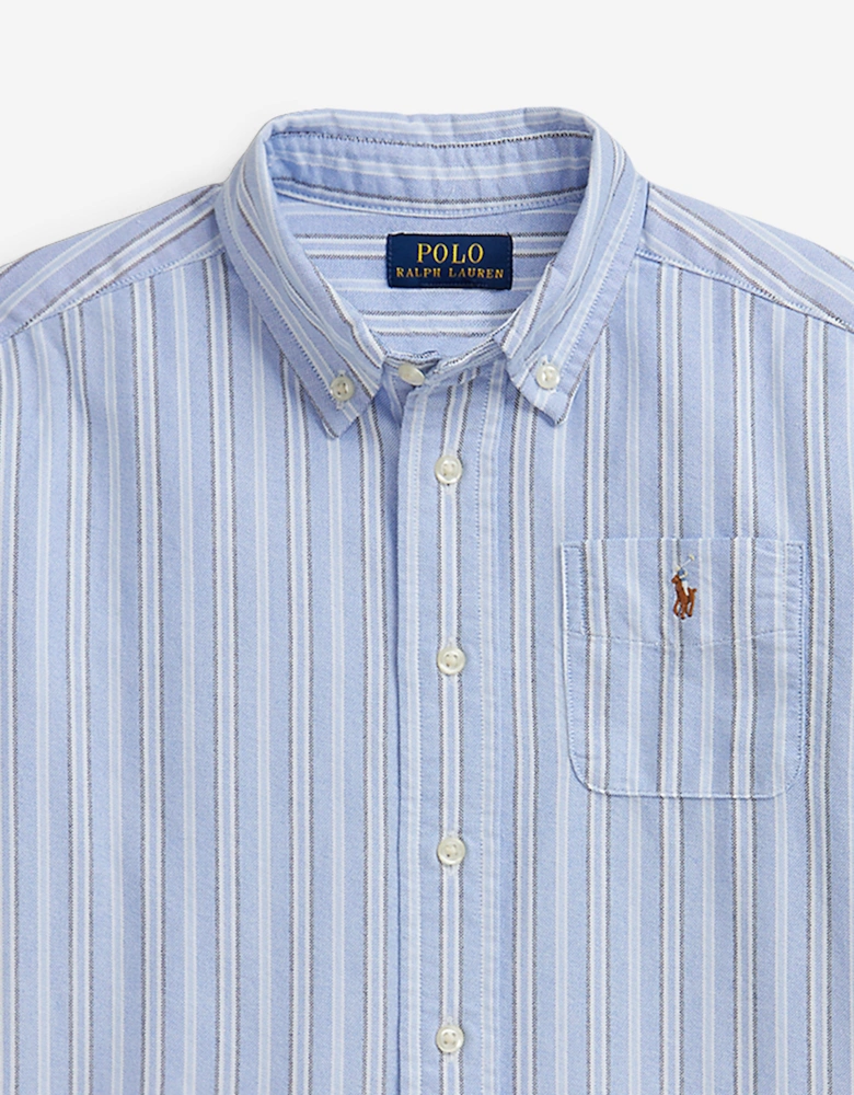 Boys Striped Oxford Shirt in Blue