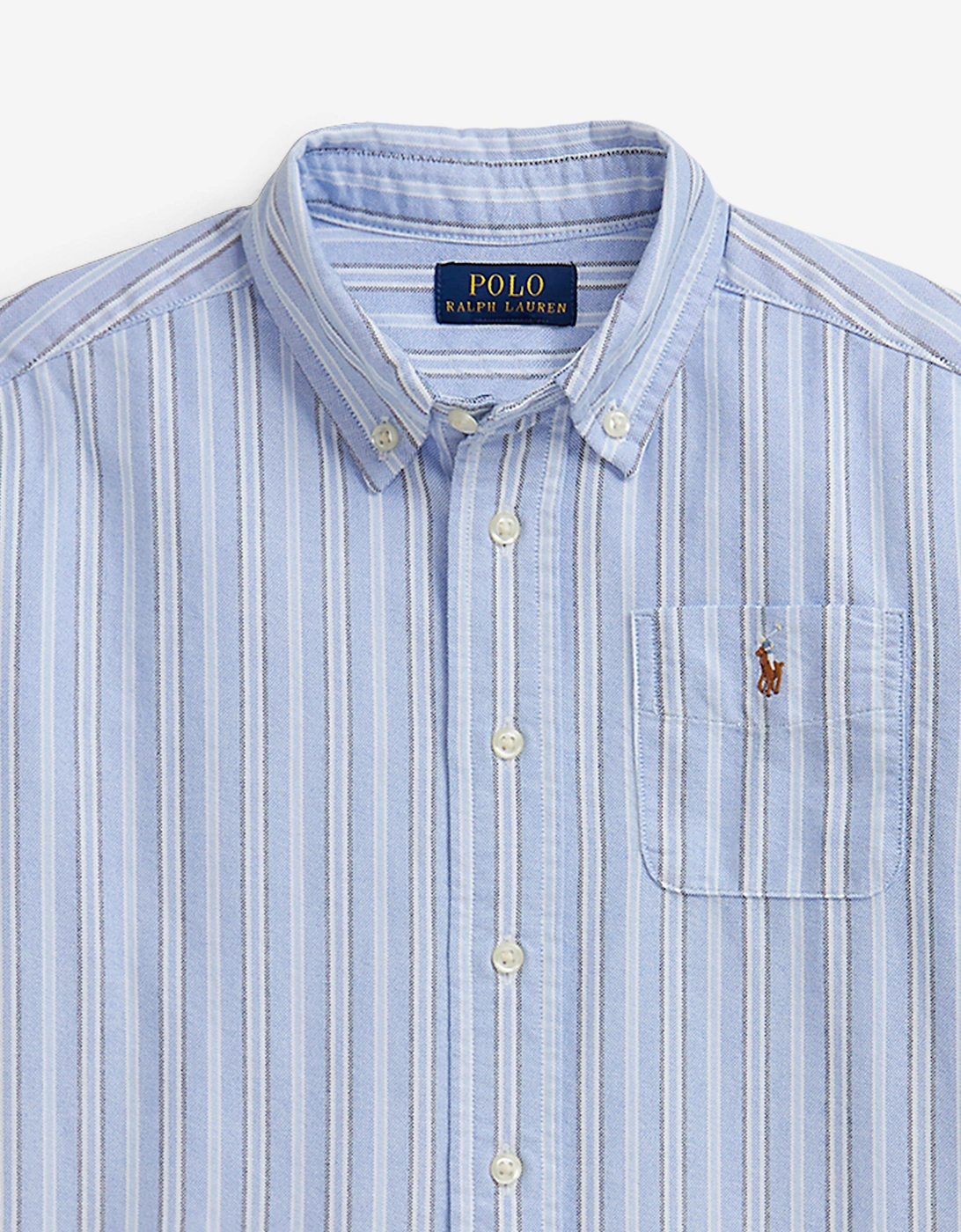 Boys Striped Oxford Shirt in Blue