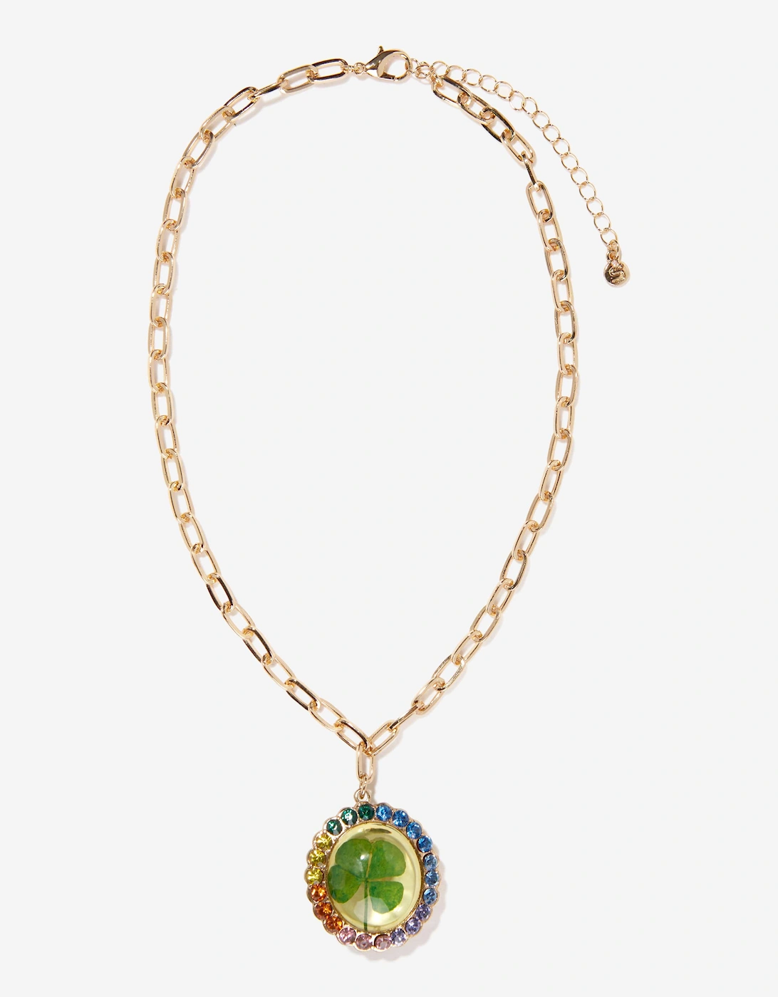 Girls Lucky Streak Real 4-Leaf Clover Necklace in Multicolour